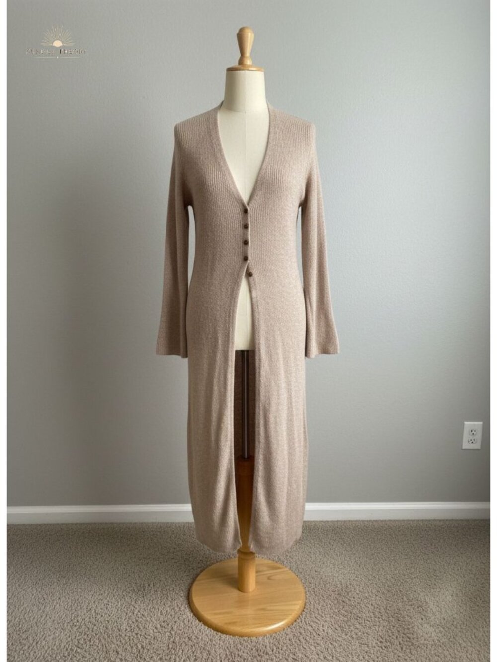 Long Cardigan Sweaters Button Down Midi Knit Dress Slim Fit Chunky Knit